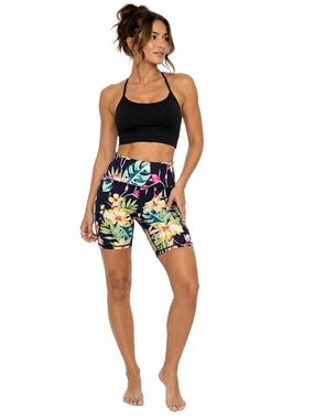 Old Navy Active Powersoft Floral Bike Shorts Women’s Medium 8 Tropical Print